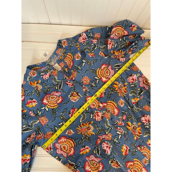 NEW Joie Floral Mini Shirt Dress Blue Red & Yellow Casual Summer Plus Size 16 - Picture 3 of 6